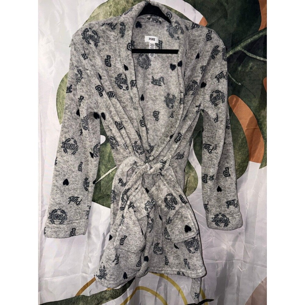 Victoria's Secret PINK Logo Fleece Robe XS